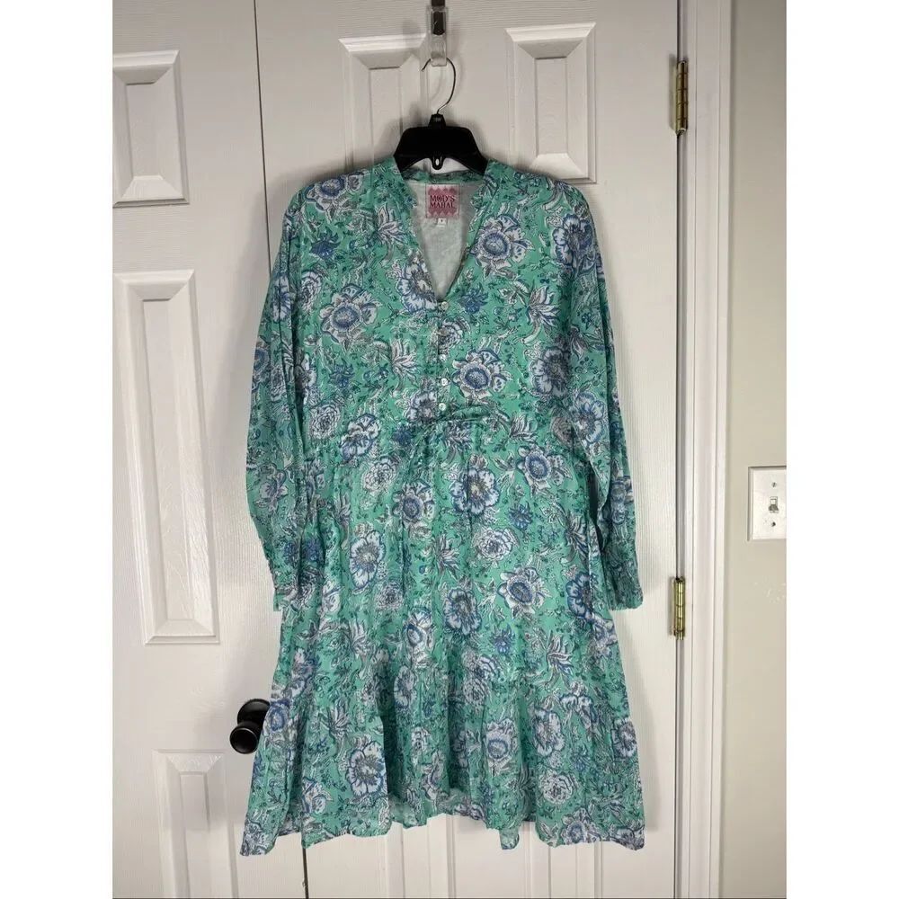 NWT Mods Mahal Floral Block Print Womens Tiered Midi Dress Size Small